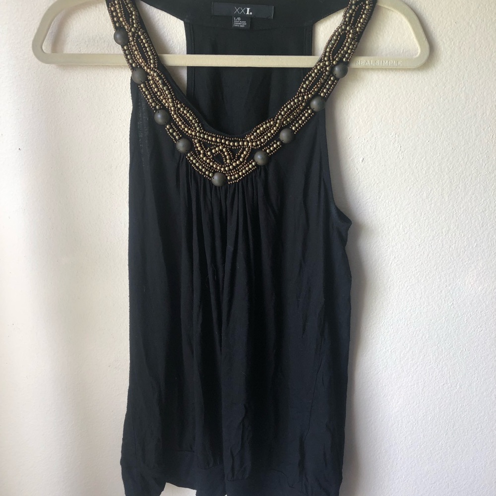Black beaded tank top
